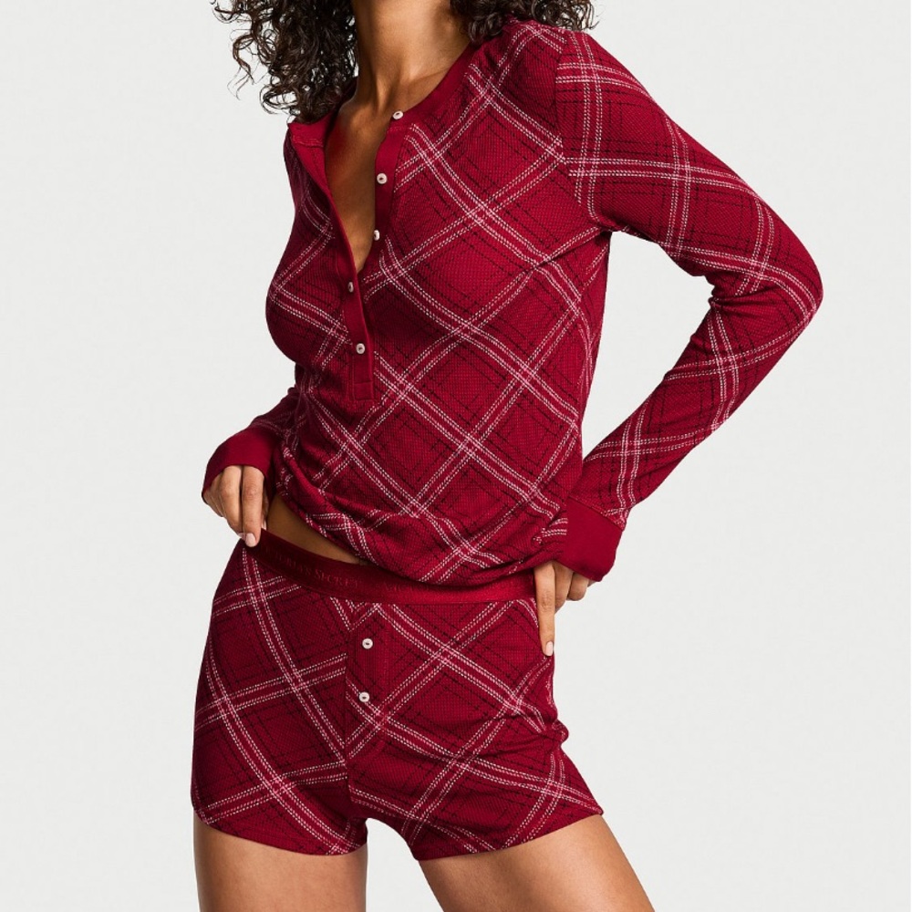 Victoria’s Secret Plaid Red Thermal short pajama set